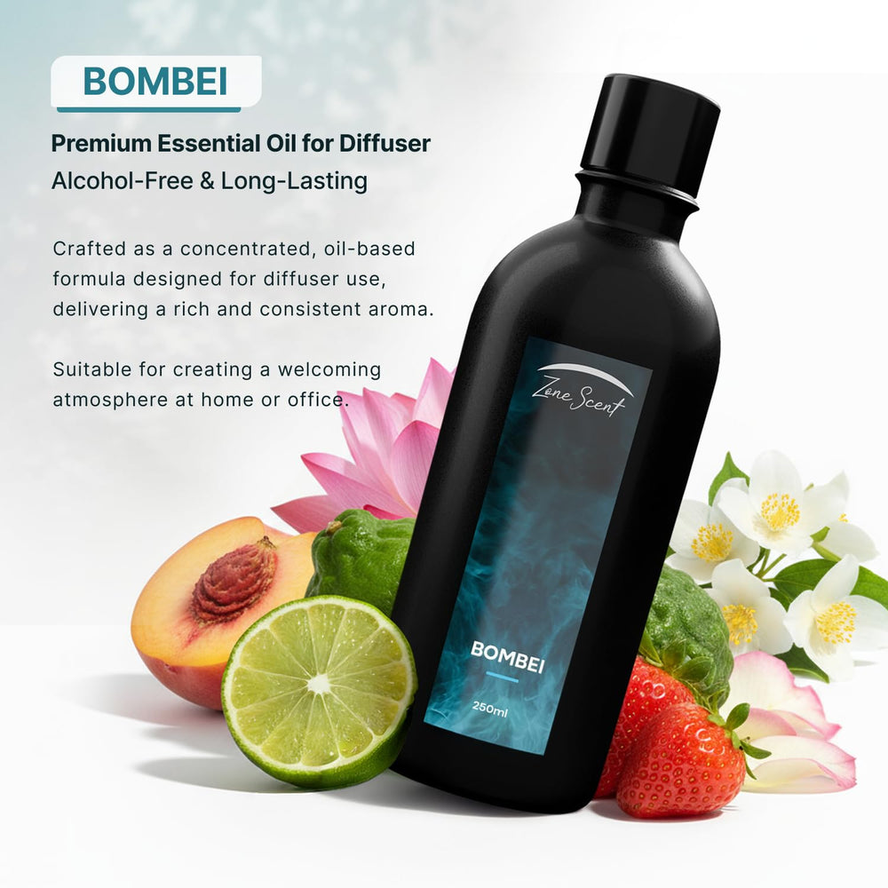 Zone Scent BOMBEI bottle-pour captures rich aroma ideal for mood-enhancing aromatherapy.