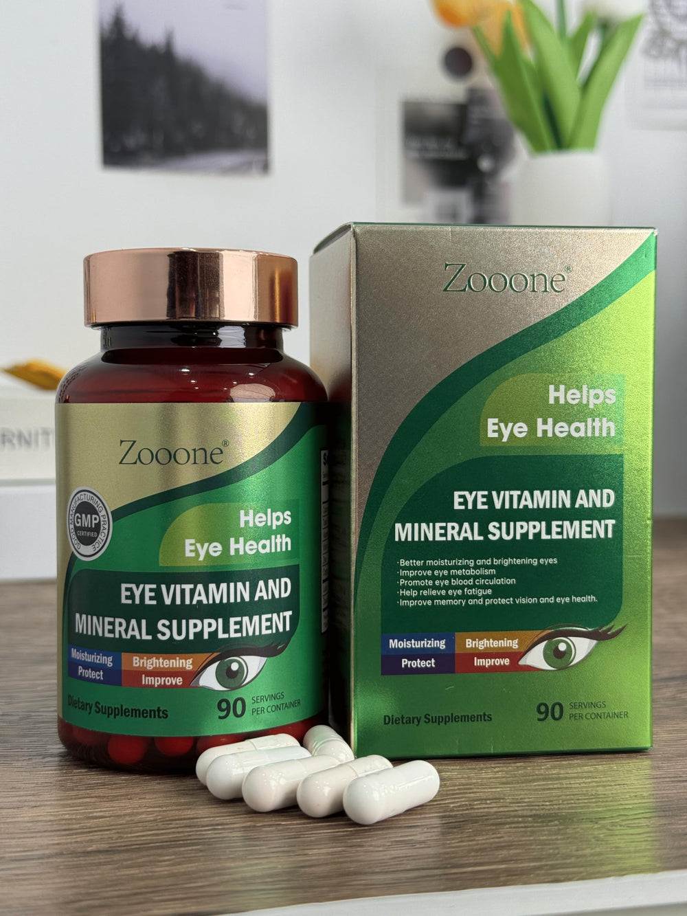 Comprehensive eye health supplement packaging image