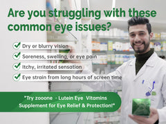 Dosage instruction showing two capsules daily for simple daily eye care