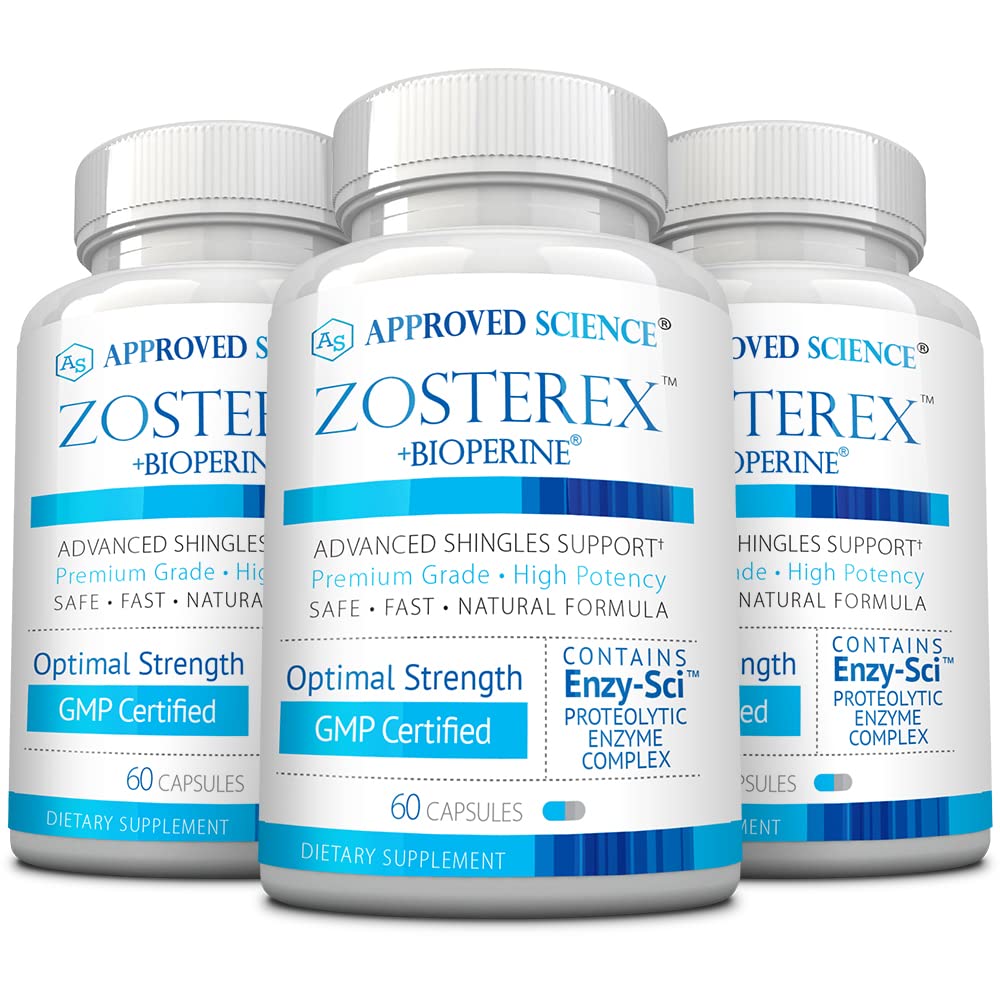 Front view of Approved Science Zosterex bottle with 180 vegan capsules.