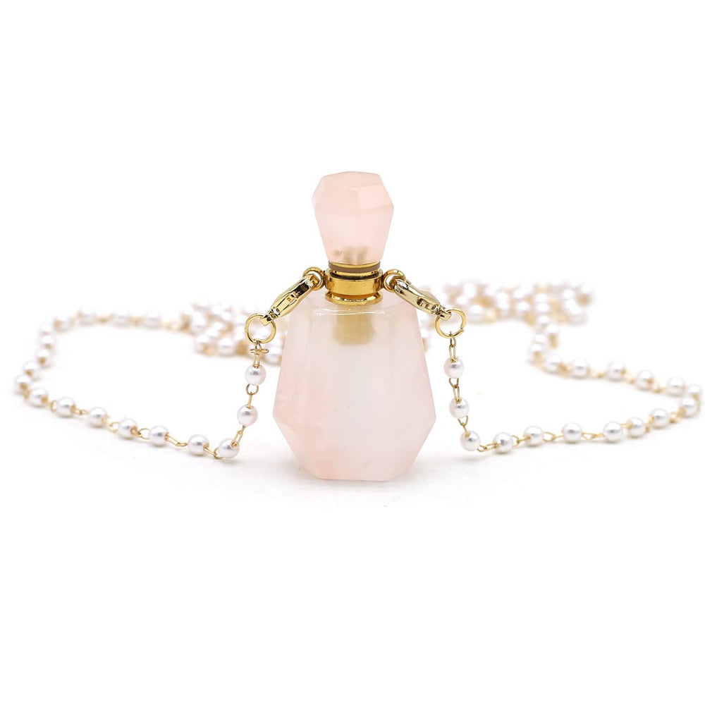 Zotoone rose quartz perfume bottle pendant, crystal centerpiece for daily aromatherapy rituals.
