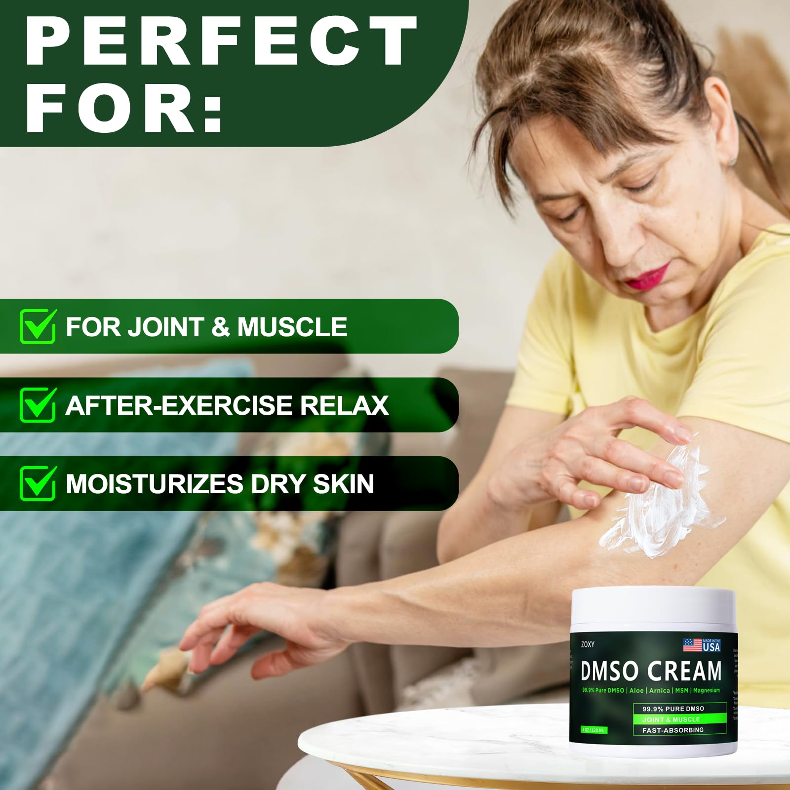Ingredients include Magnesium, Arnica, MSM, Frankincense, Aloe Vera, Turmeric