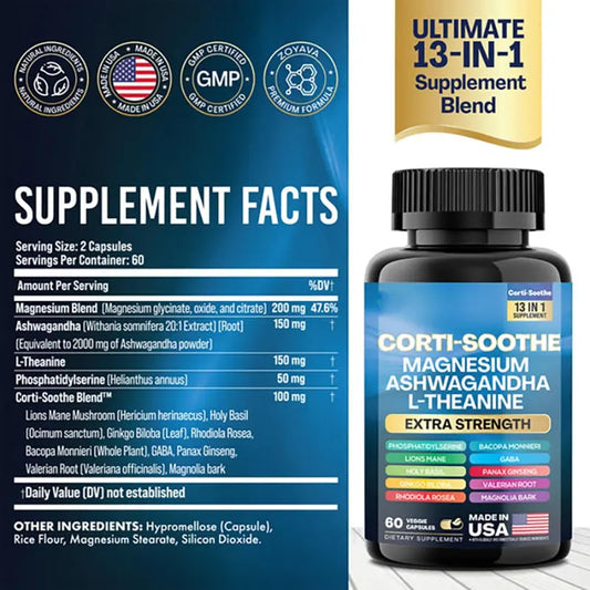 Close-up of Zoyava Corti-Soothe capsules
