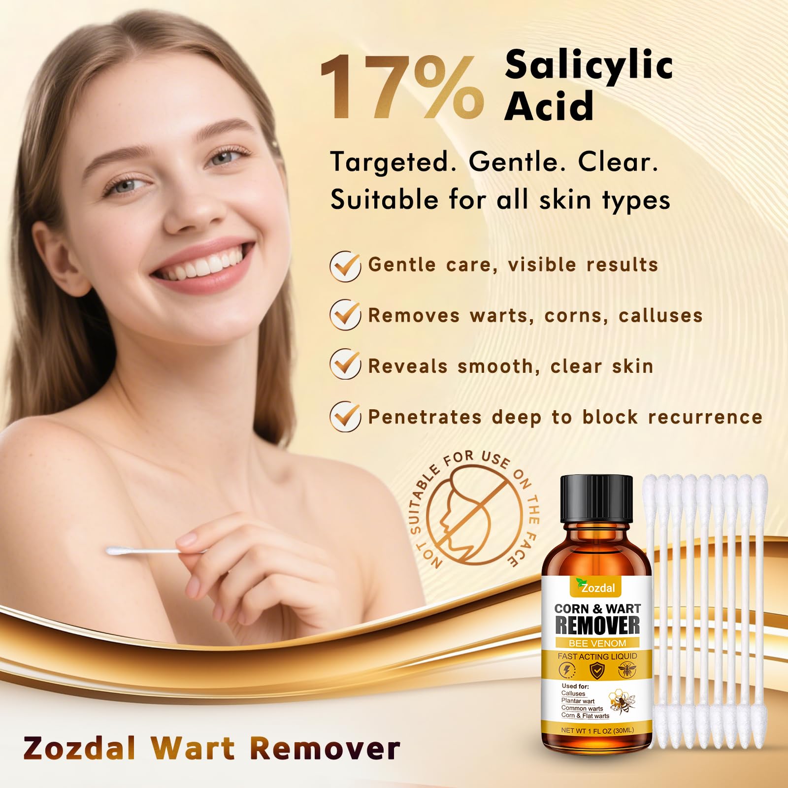 Zozdal bee venom wart remover brush for precise wart application