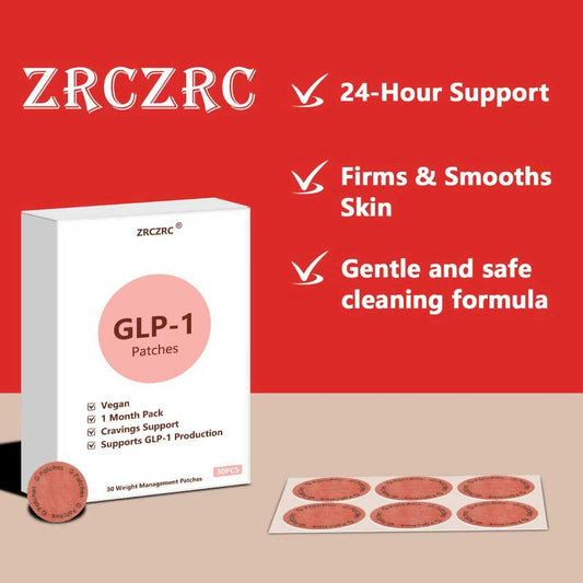 Close-up of GLP-1 patches featuring L-Glutamine, Berberine, Chromium, Pomegranate and Cinnamon