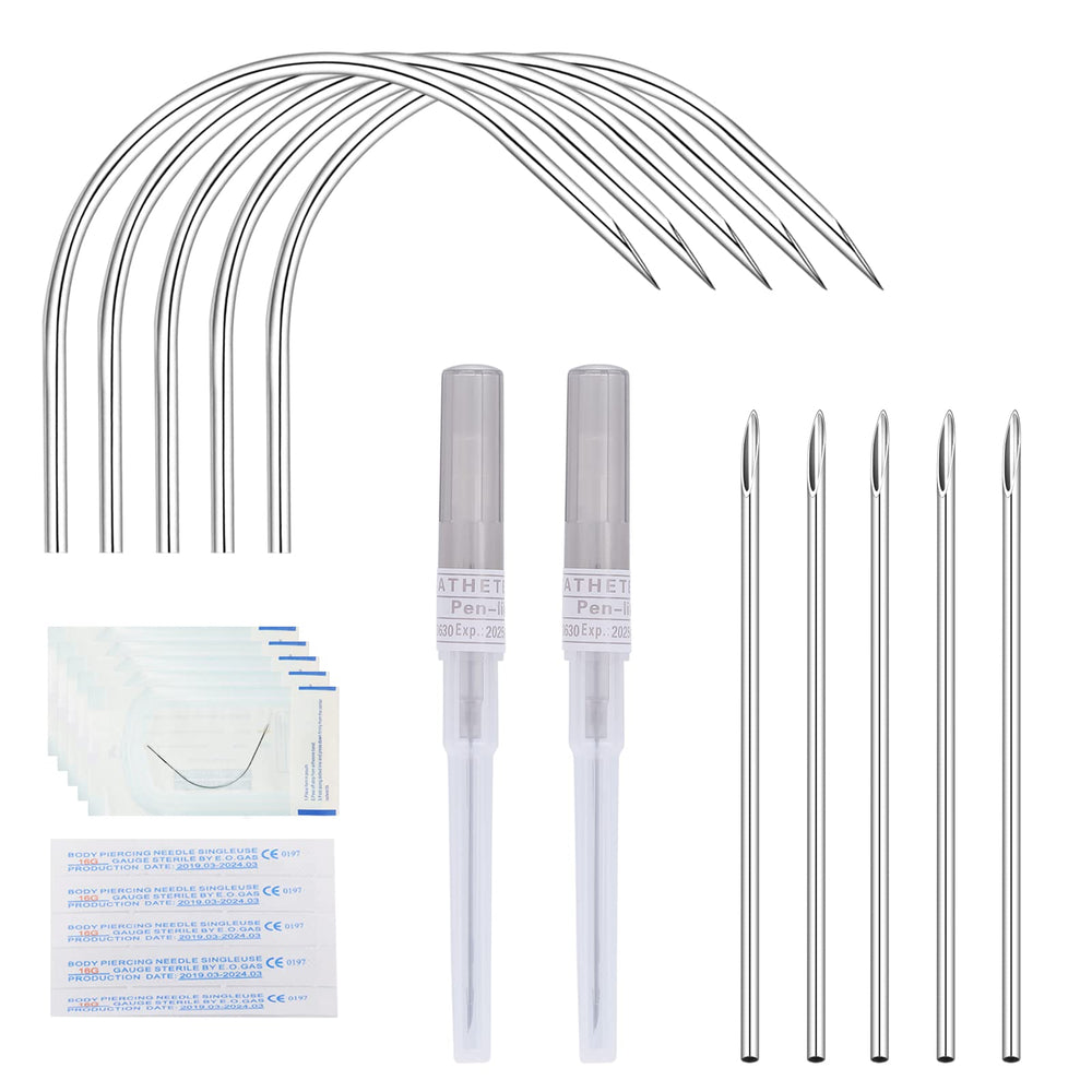 ZS 12pc 16G piercing needles set for professional ear and facial piercings, sterile and precise