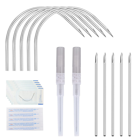 ZS 12pc 16G piercing needles set for professional ear and facial piercings, sterile and precise