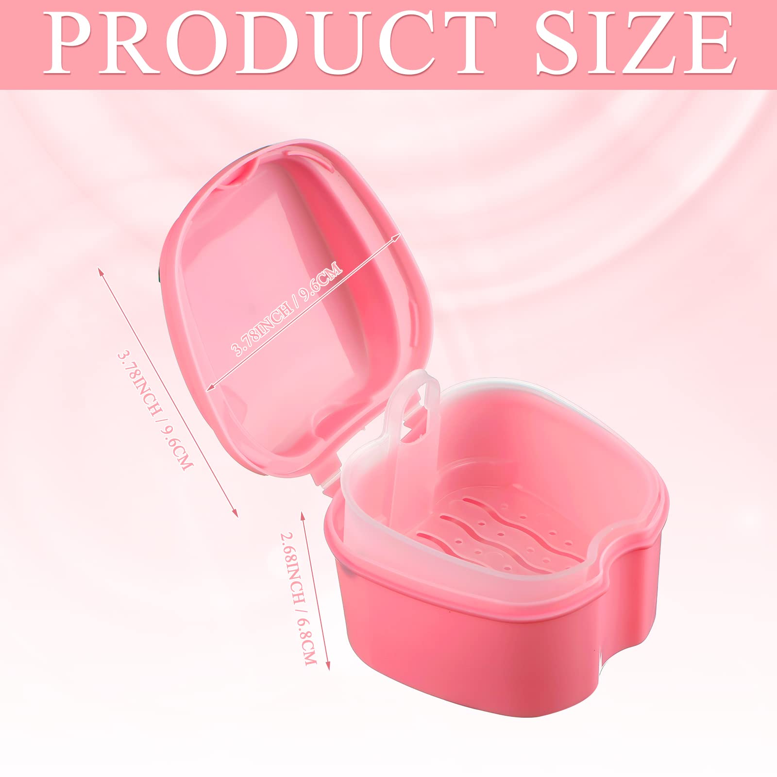 Zubebe denture case set in light blue color with drain basket