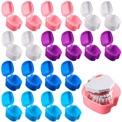 Zubebe denture case set in white with strainer basket