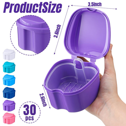 Zubebe denture case light blue color with strainer basket