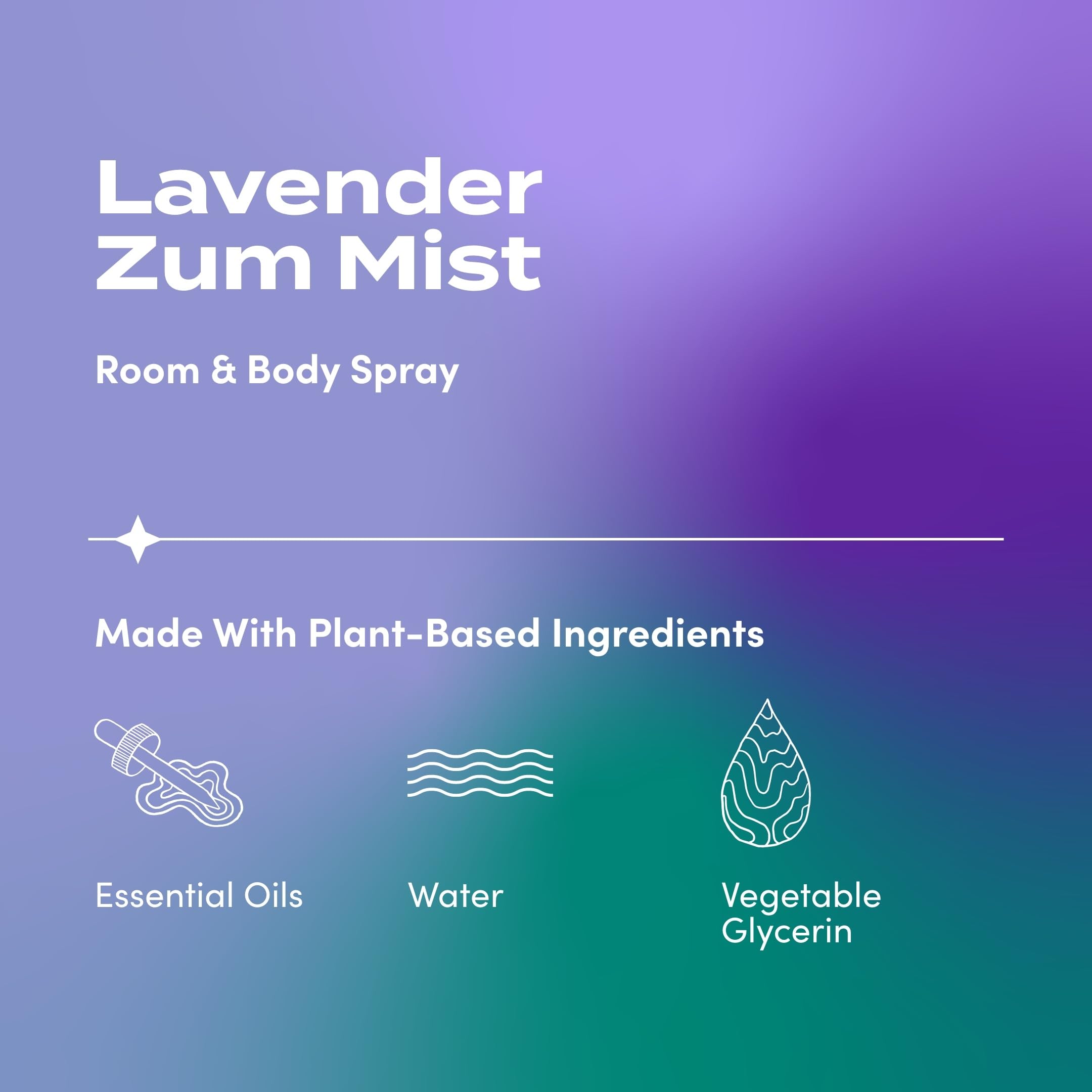 Close-up of Zum Indigo Wild Mist Lavender 4 oz bottle