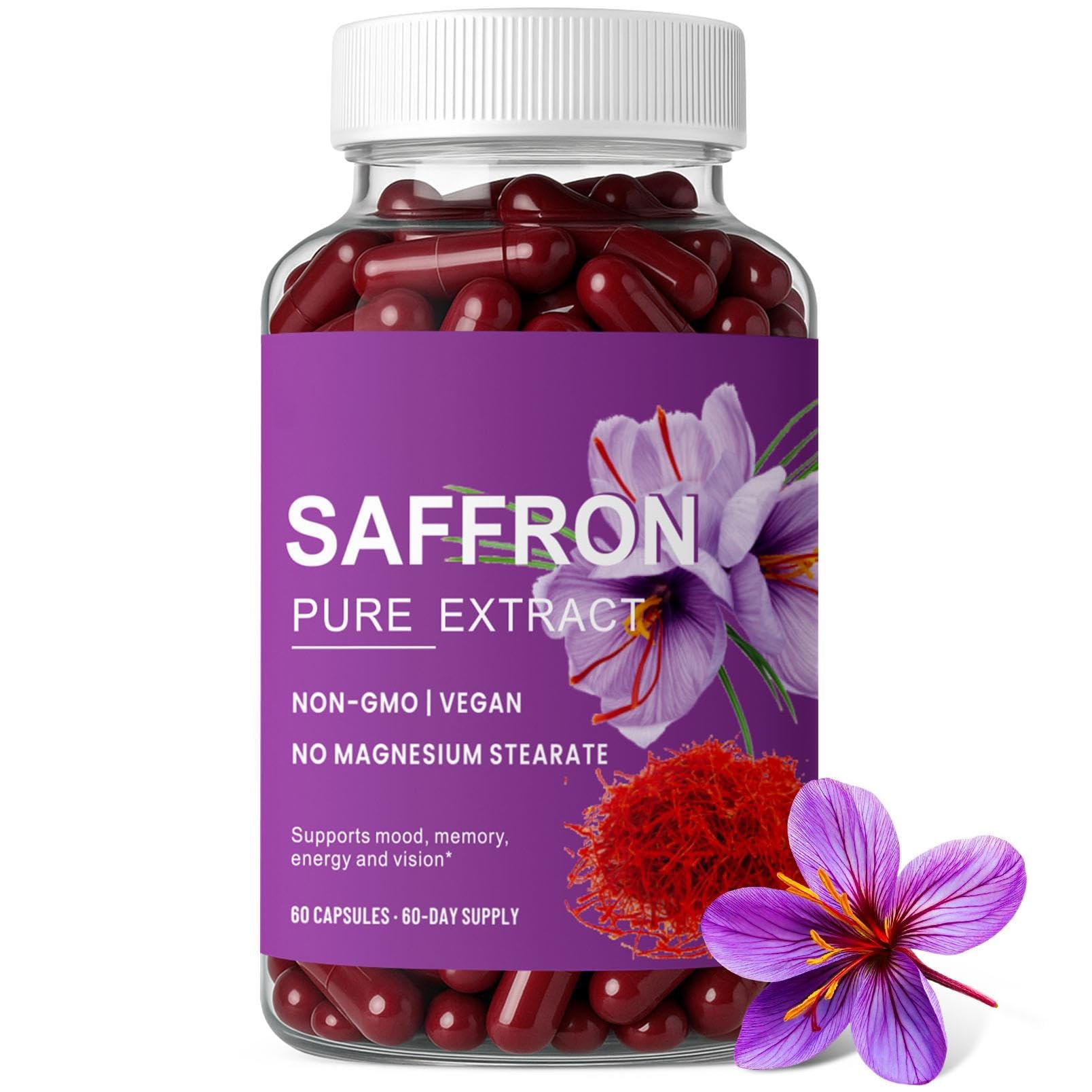 Front view of ZuriVitaNex Saffron Capsules bottle