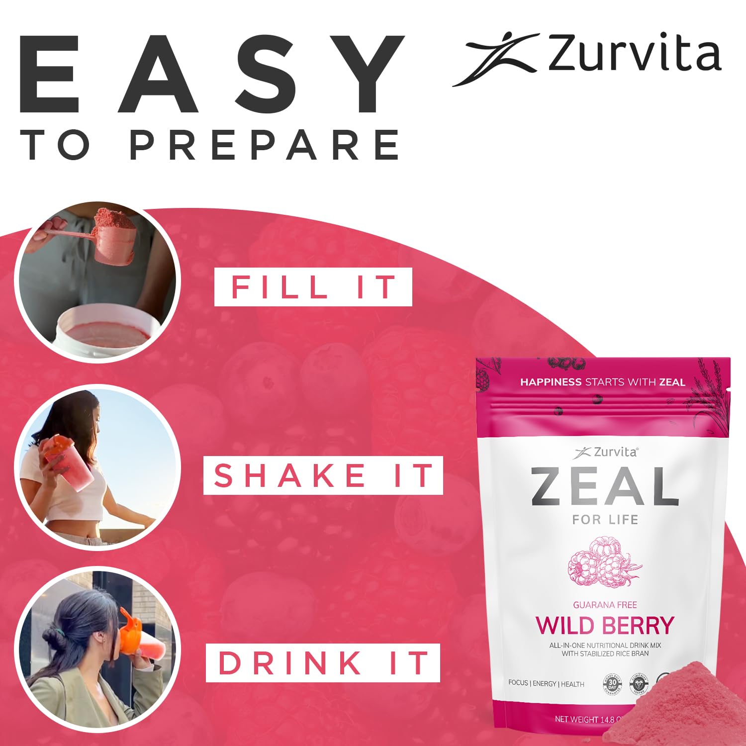Dosing instructions for Zurvita Zeal for Life 30-Day Wellness Bag