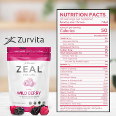 Zurvita Zeal for Life Wild Berry bag with scoop ready to mix in water