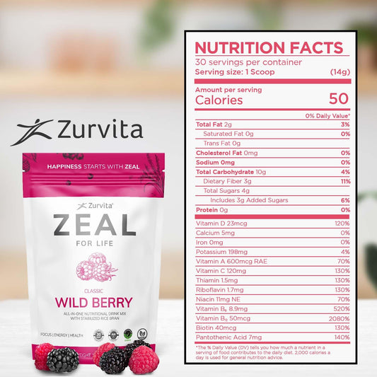 Wild Berry flavor label for Zurvita Zeal for Life