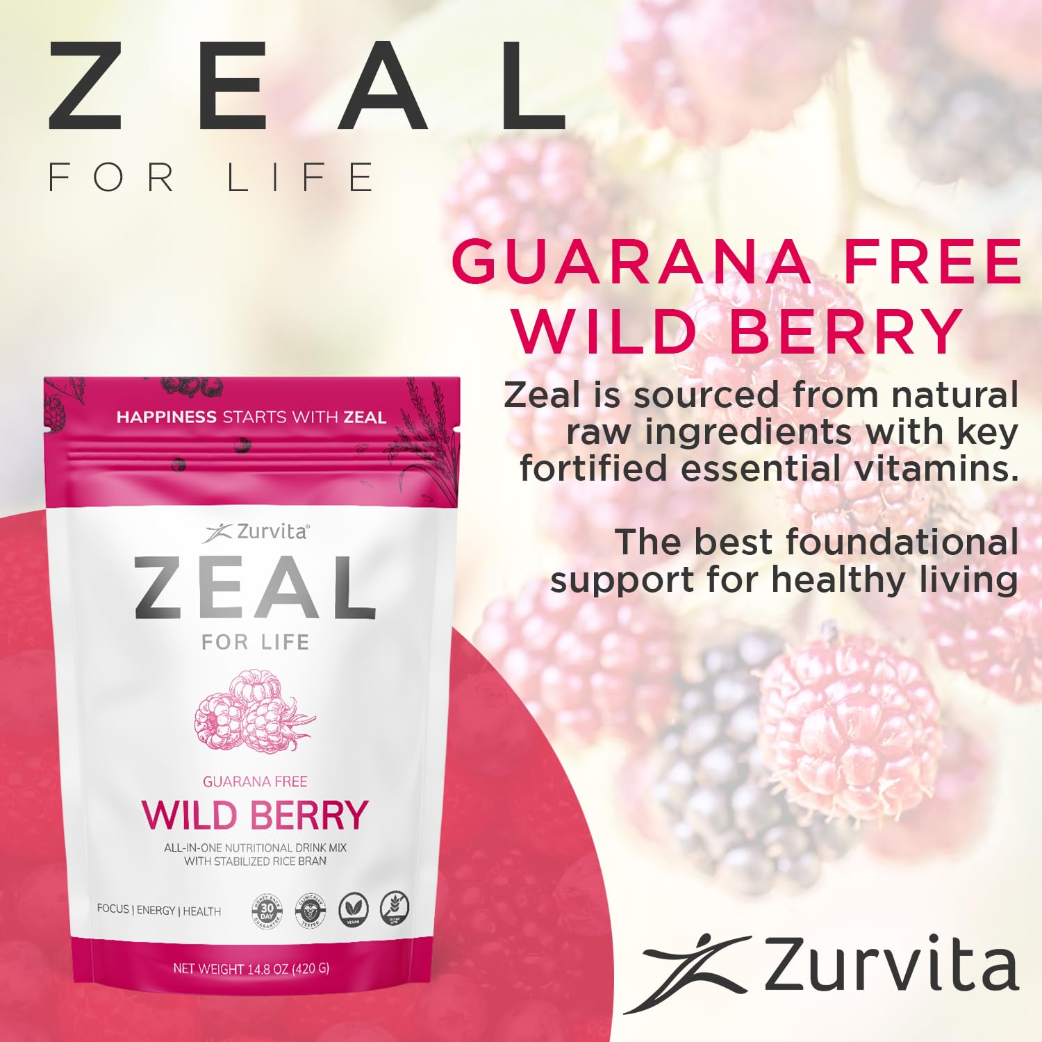 Zurvita Zeal for Life Wild Berry powder dissolving in cold water