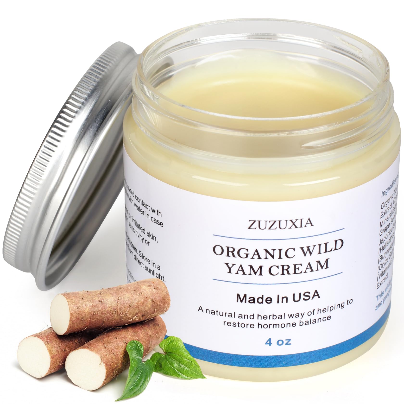 Zuzuxia Wild Yam Cream bottle demonstrates premium organic balance support.
