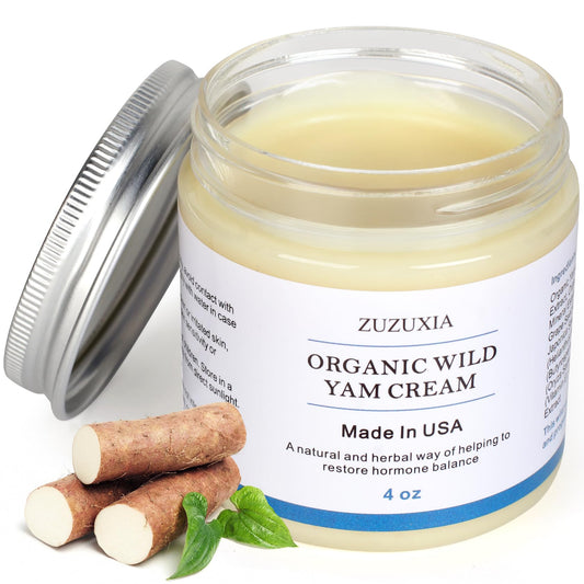 Zuzuxia Wild Yam Cream bottle demonstrates premium organic balance support.