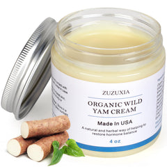 Zuzuxia Wild Yam Cream bottle demonstrates premium organic balance support.