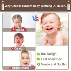 Teething roller being rolled along baby's cheek to soothe pain