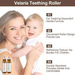Cooling sensation on baby's gums from teething roller