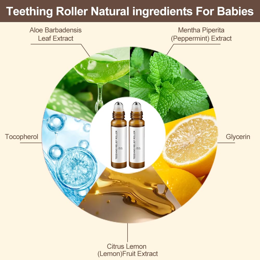 Baby calm and comforted after teething relief with roller