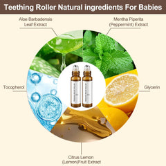 Baby calm and comforted after teething relief with roller