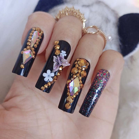 ZYBUXY long glossy press-on nails for a quick salon finish