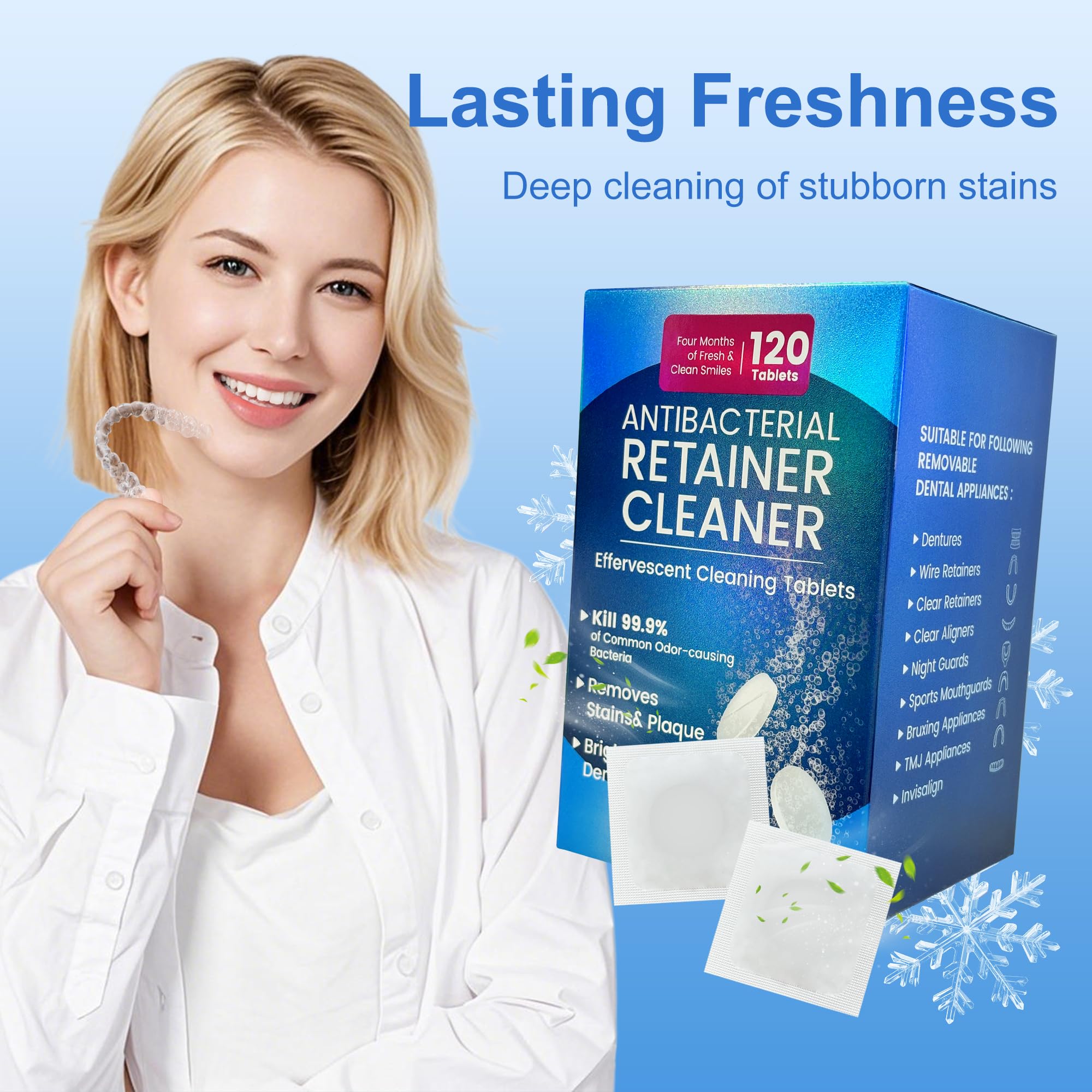 Orthodontic appliances cleaned with Zyntieu tablets