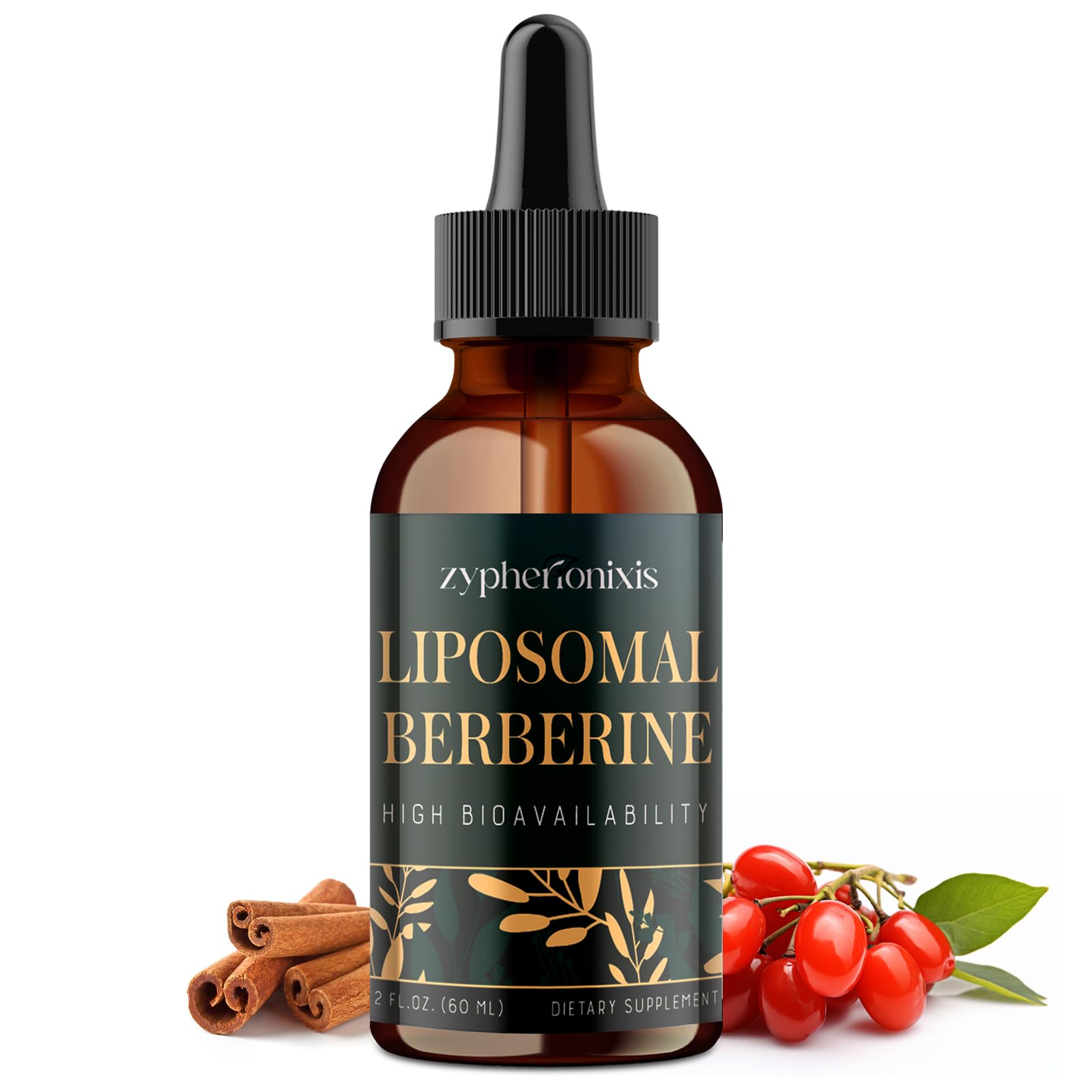 Zypherionixis liposomal berberine HCL drops bottle and packaging