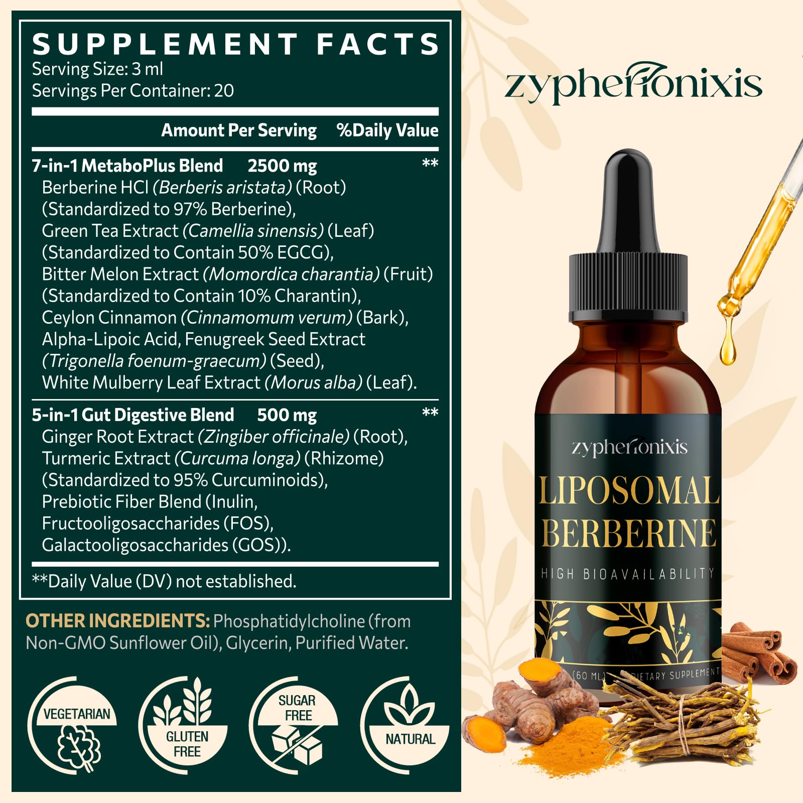 Advanced liposomal delivery system for berberine liquid