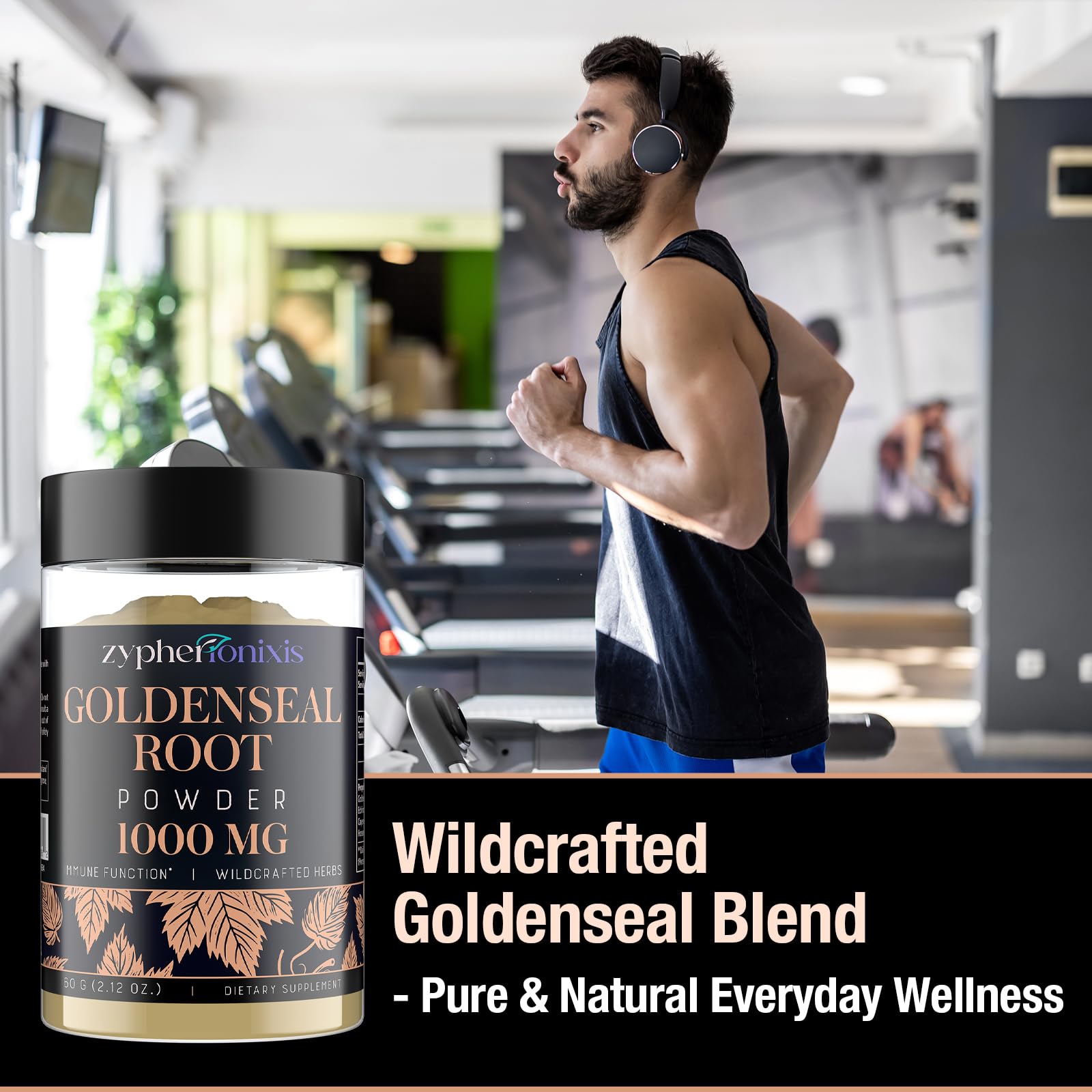 Gluten-free label on Goldenseal powder packaging