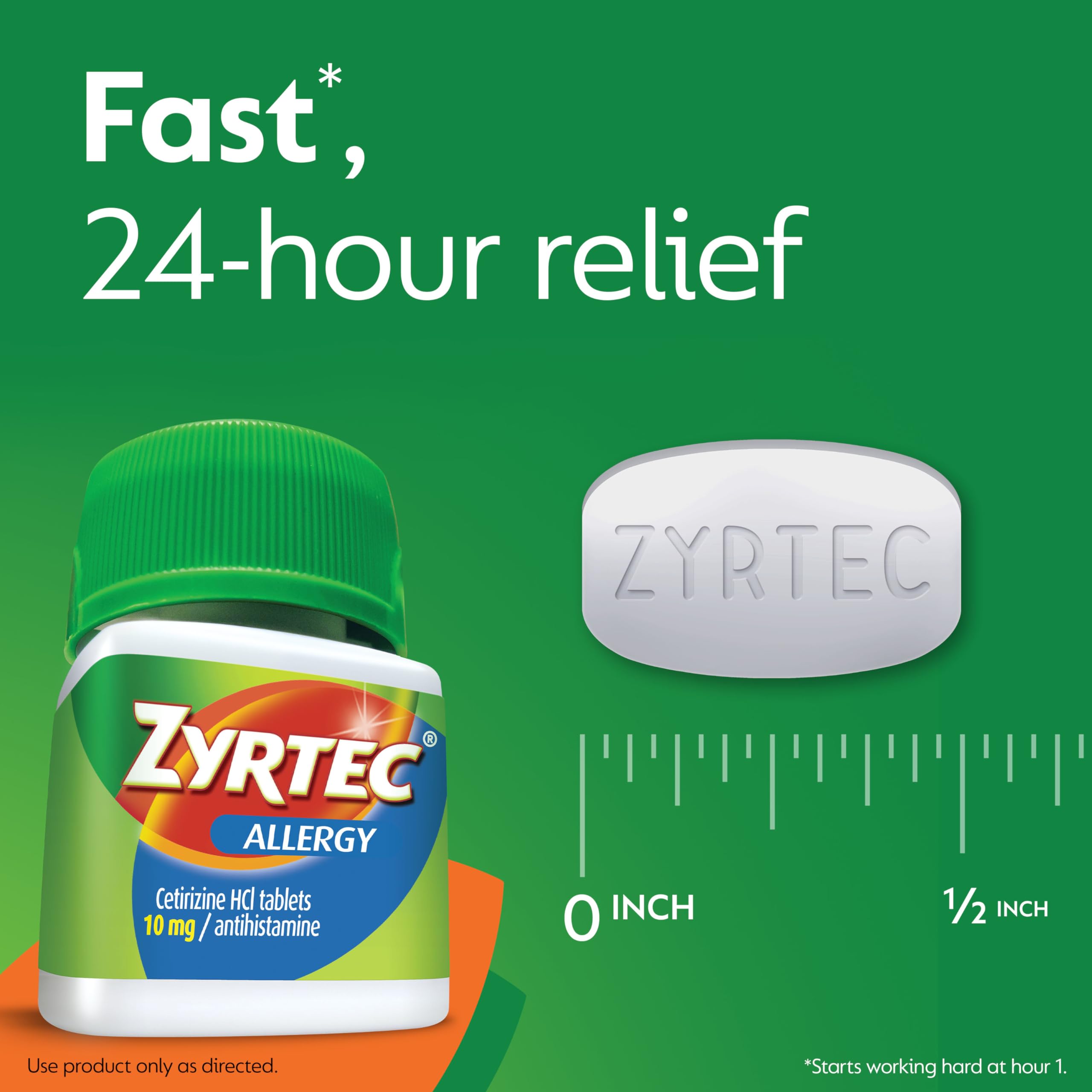 Zyrtec packaging featuring indoor allergens like dust and pet dander