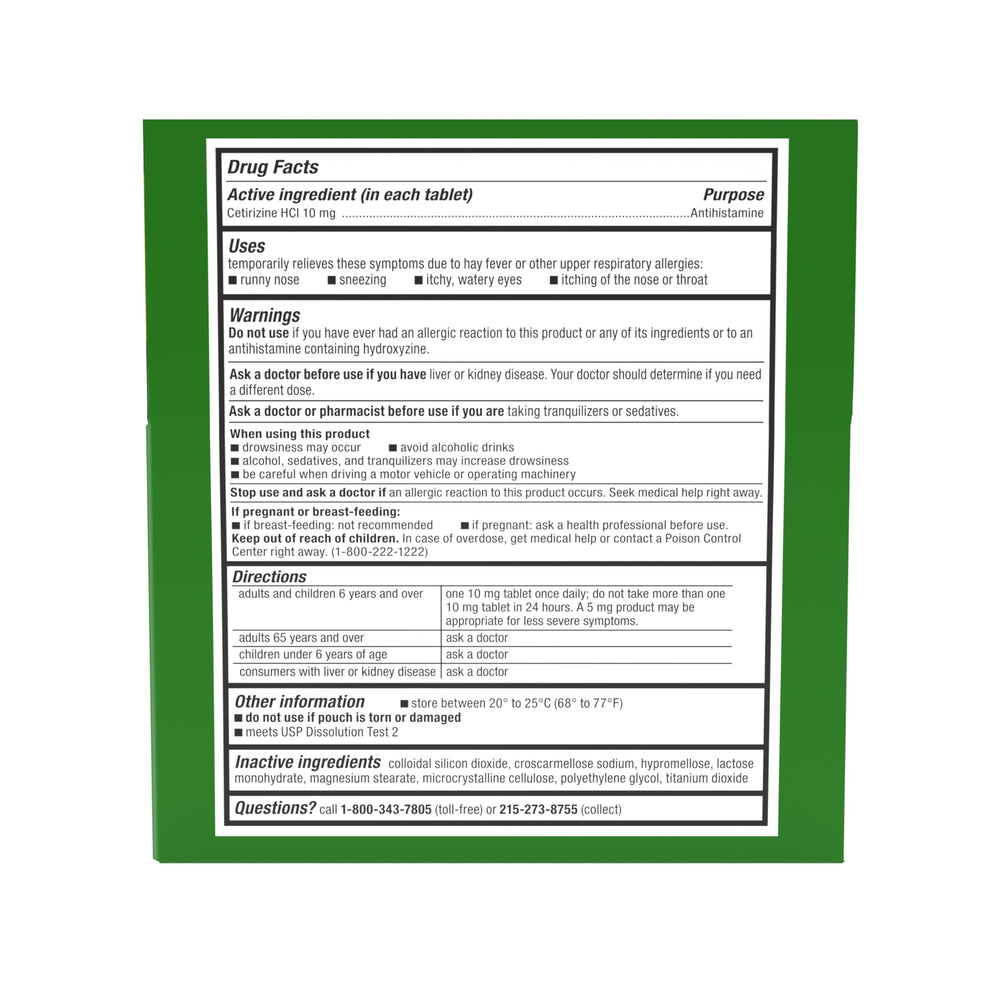 Zyrtec bottle on nightstand ready for next-day relief for bedtime planning.