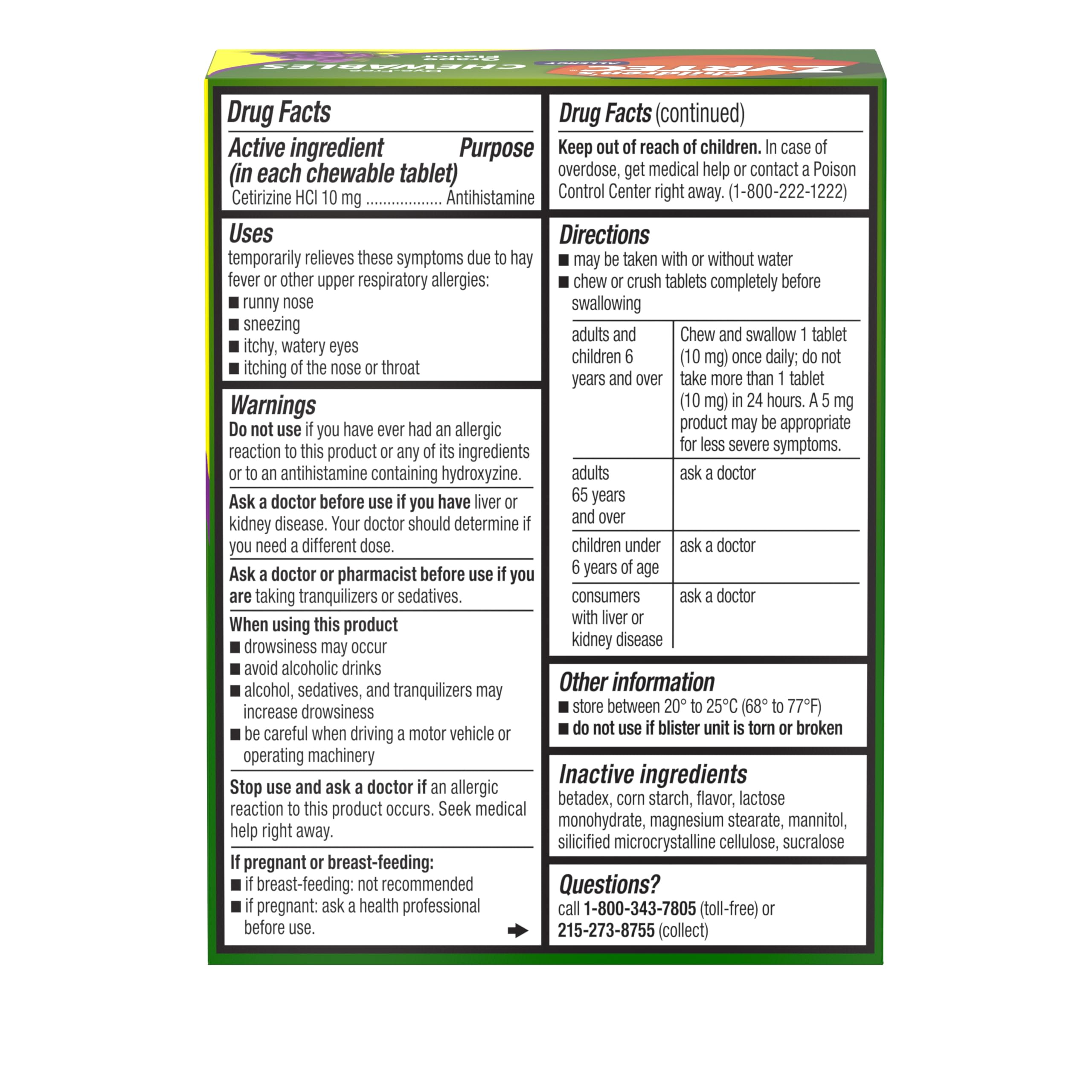 Zyrtec Children dye-free grape chewables fit into school day routines.