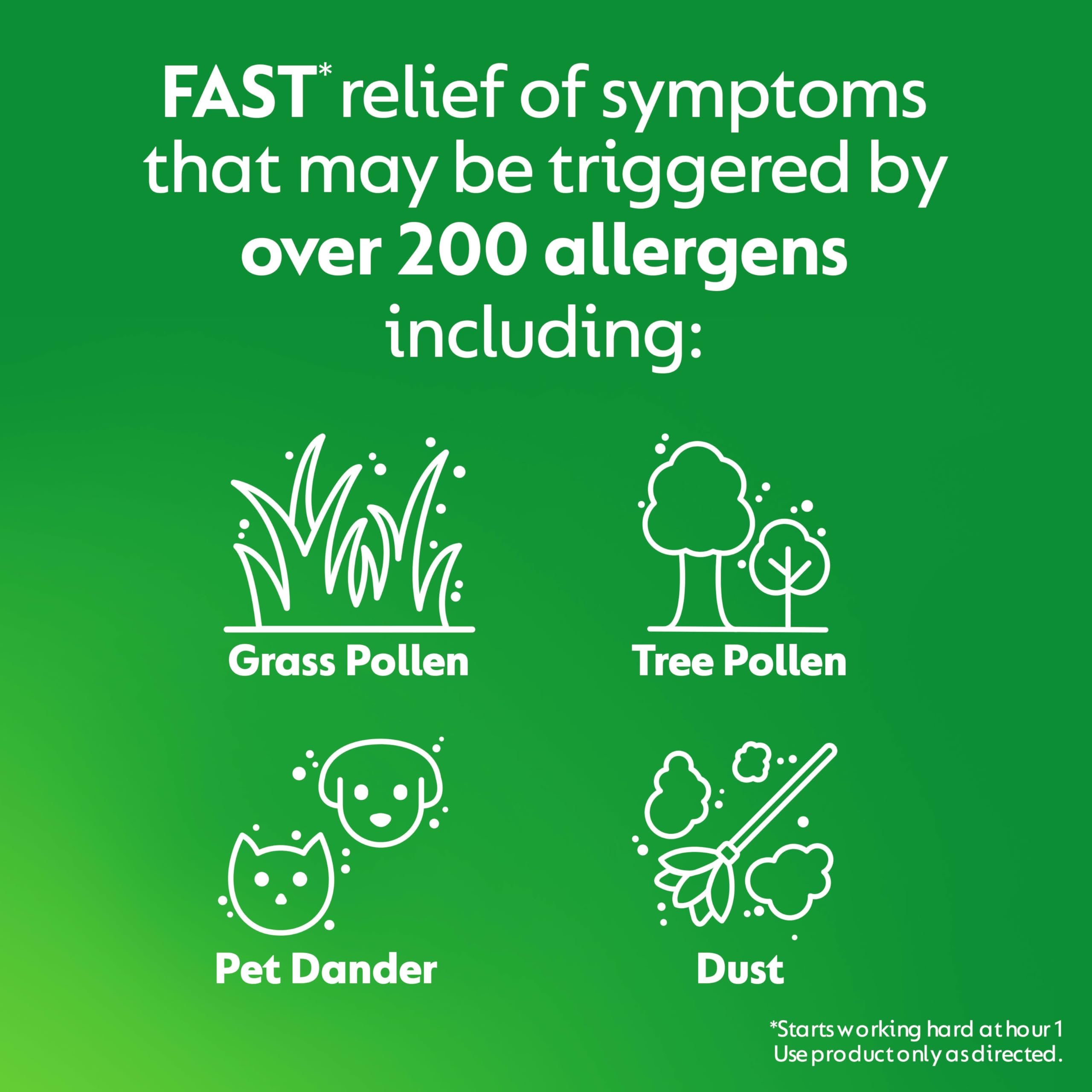Zyrtec imagery with pollen backdrop illustrates outdoor allergy management.