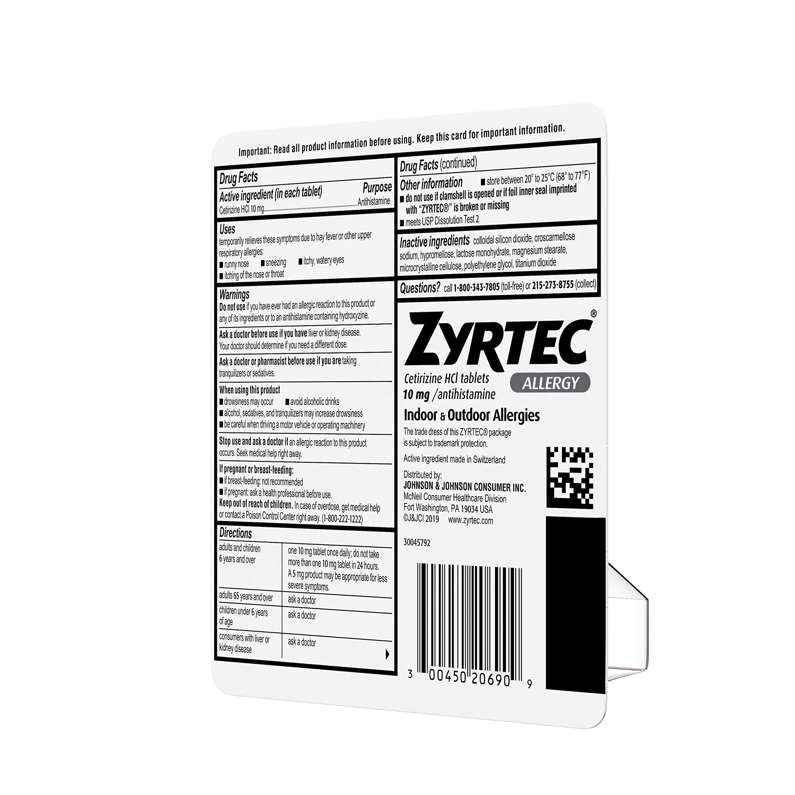 Zyrtec shelf display shows convenient access on any counter.