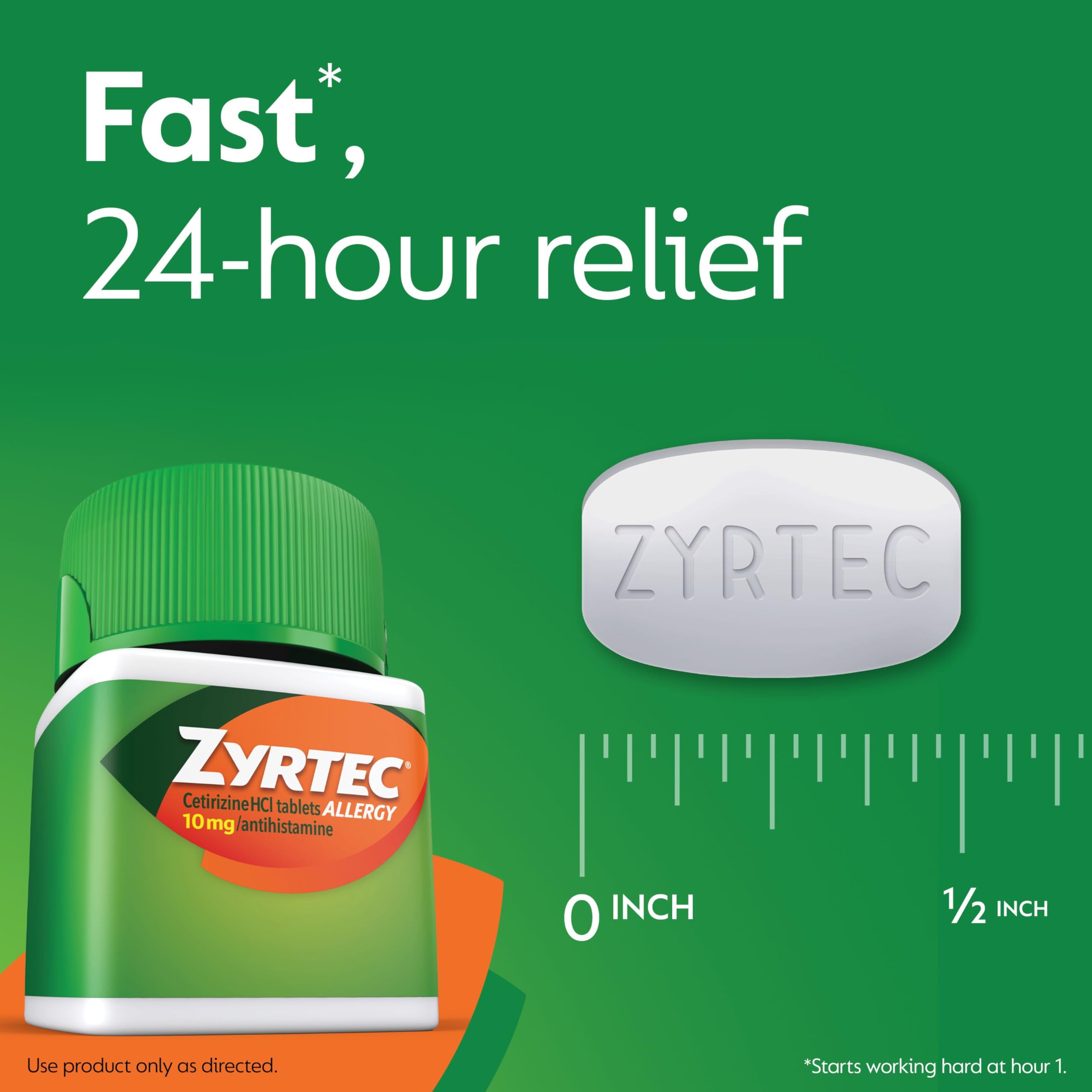 Zyrtec tablets in hand suggest easy daily use.